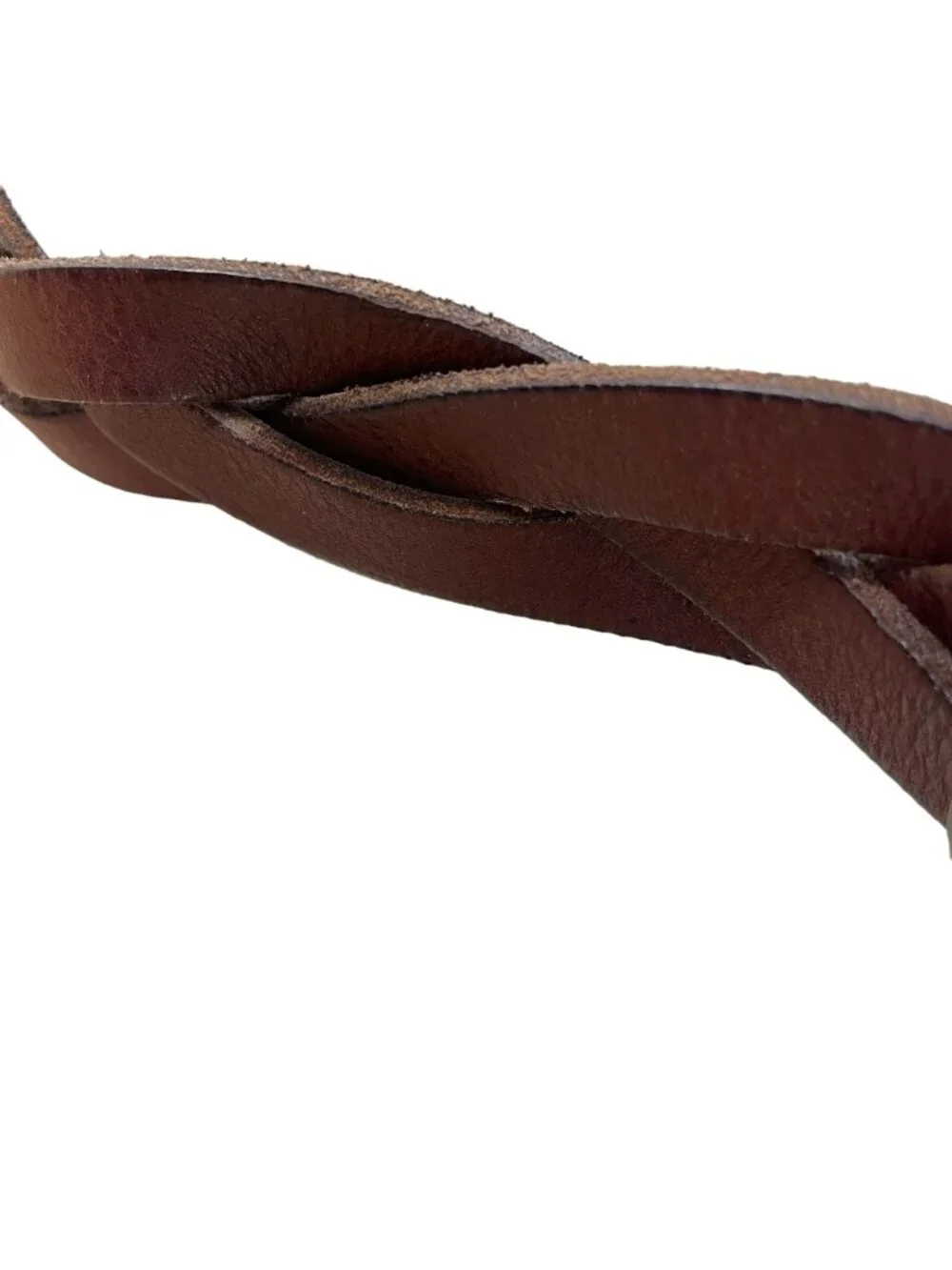 Fossil Leather Infinity Twisted Braid Belt Women S Brown Round Gold Buckle
